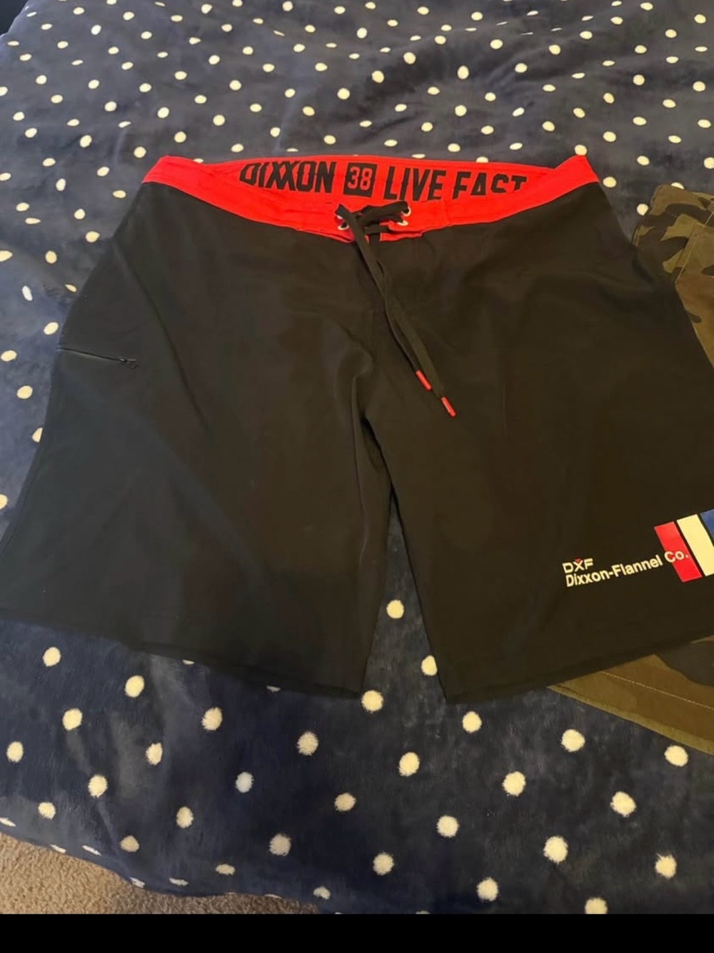 DIXXON Men's Black Swim Board Shorts with Red Waistband